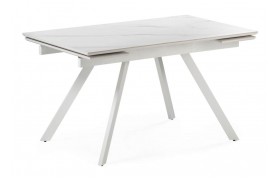 Обеденный стол Габбро 140(200)х80х76 белый мрамор /