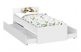 Детская кровать Валенсия 90х200 с ящиками белый текстурный